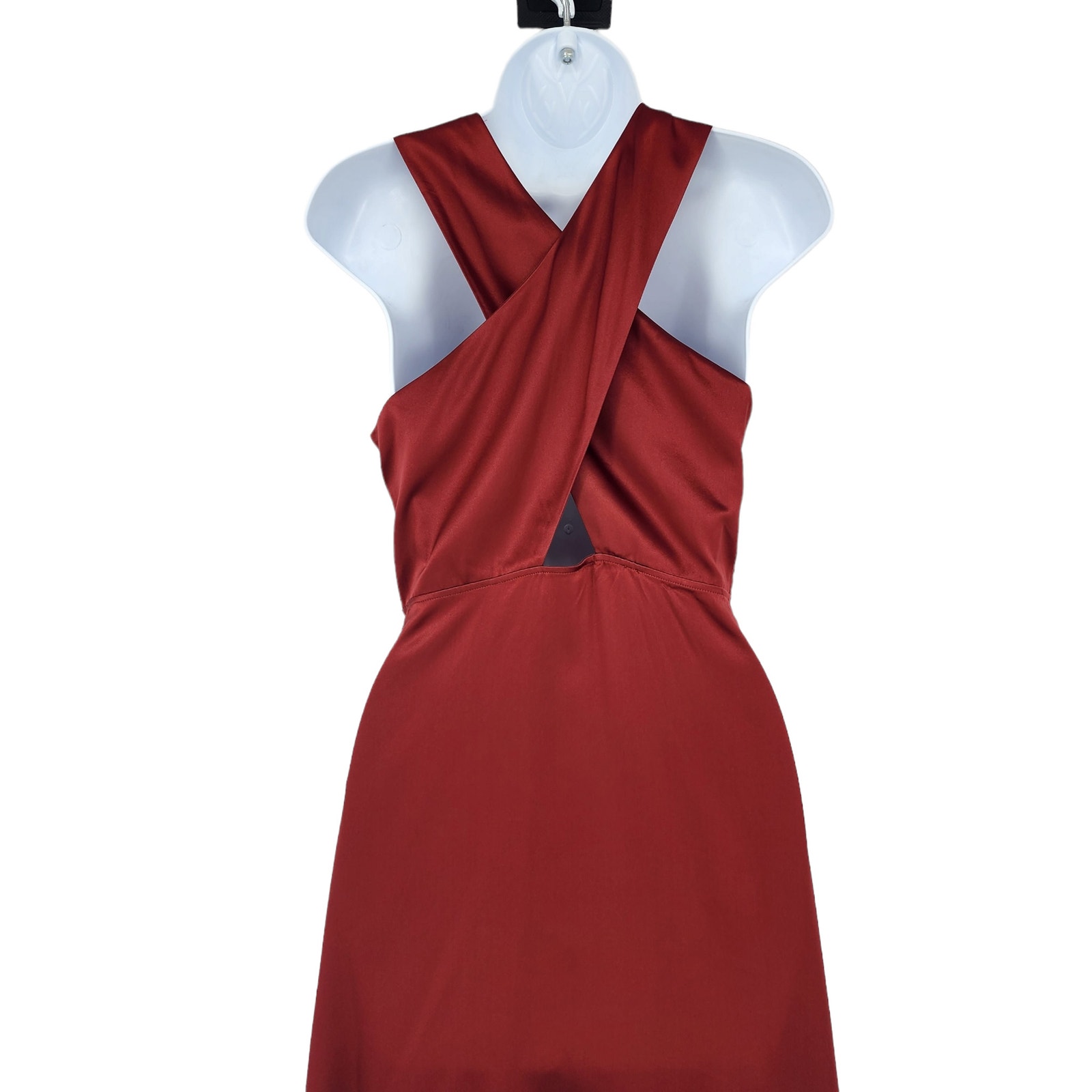 Silk Maison Cleopatra Bridal Silk Maxi Dress Front Slit In Burgundy Size Small — image 4 of 8